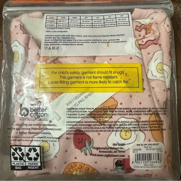 2pc Pink Sky Breakfast Pajamas NWT - Picture 5 of 8